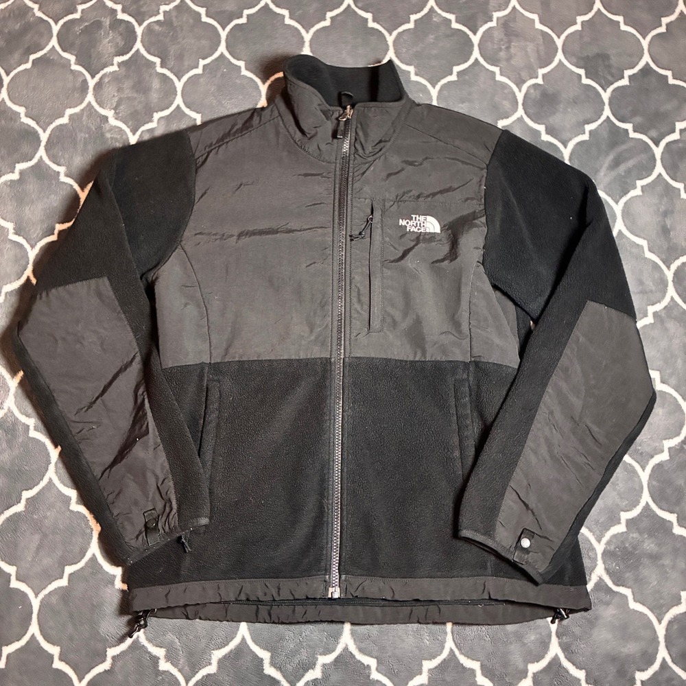 The North Face Denali Fleece Jacket Black Full Zip Mixed Media Mens Medium